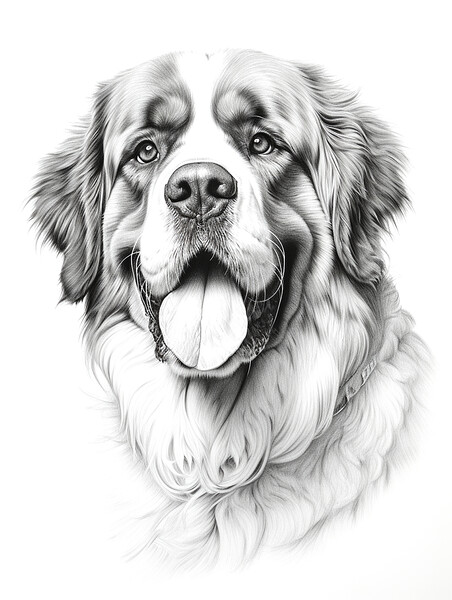 Pencil Drawing St Bernard Picture Board by Steve Smith