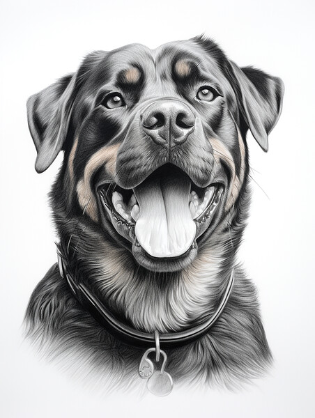 Pencil Drawing Rottweiler Picture Board by Steve Smith
