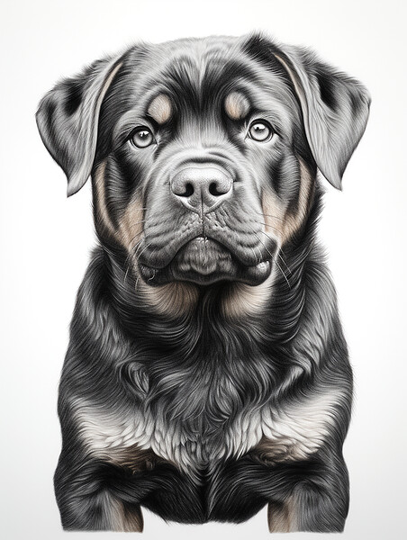 Pencil Drawing Rottweiler Picture Board by Steve Smith