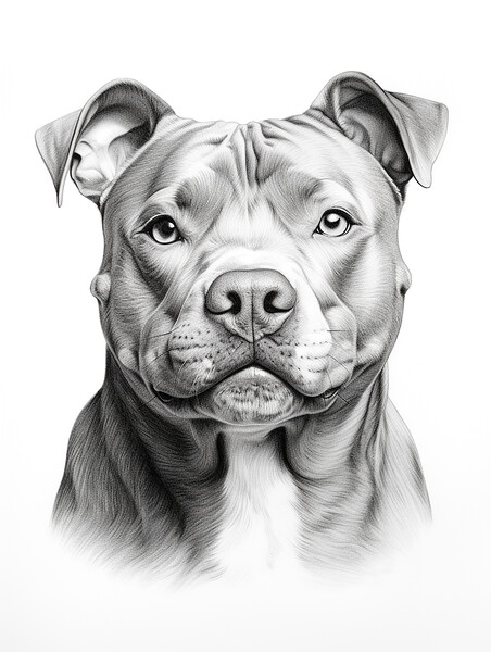 Pencil Drawing Staffordshire Bull Terrier Picture Board by Steve Smith
