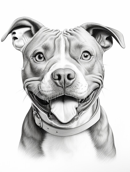 Pencil Drawing Staffordshire Bull Terrier Picture Board by Steve Smith