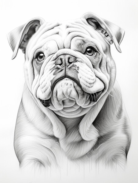 Pencil Drawing British Bulldog Picture Board by Steve Smith