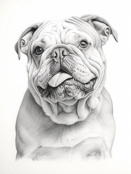Pencil Drawing British Bulldog Picture Board by Steve Smith