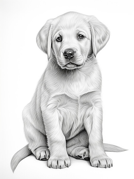 Pencil Drawing Golden Labrador Puppy Picture Board by Steve Smith