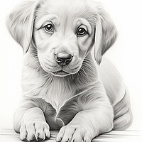 Buy canvas prints of Pencil Drawing Golden Labrador Puppy by Steve Smith