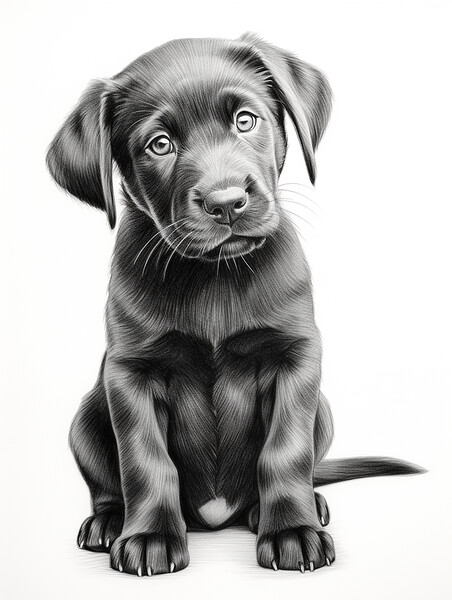 Pencil Drawing Black Labrador Puppy Picture Board by Steve Smith