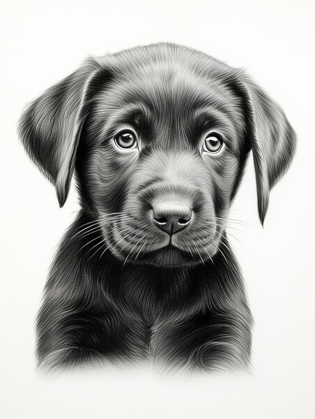 Pencil Drawing Black Labrador Puppy Picture Board by Steve Smith