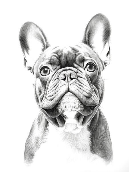 Pencil Drawing French Bulldog Picture Board by Steve Smith
