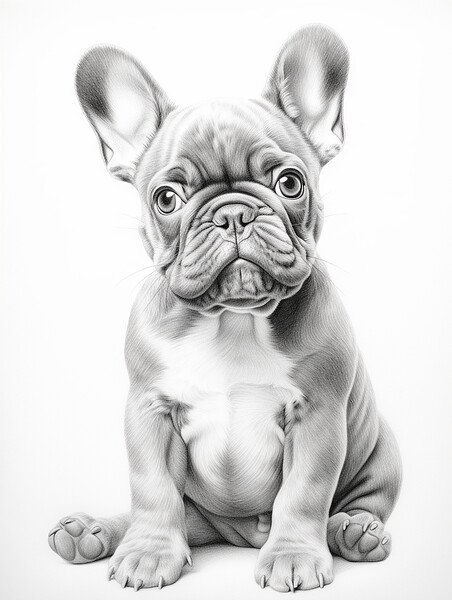 Pencil Drawing French Bulldog Picture Board by Steve Smith