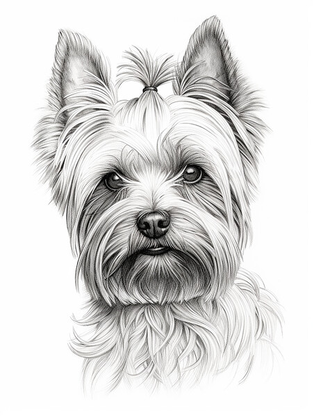 Pencil Drawing Yorkshire Terrier Picture Board by Steve Smith