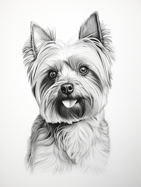 Pencil Drawing Yorkshire Terrier Picture Board by Steve Smith