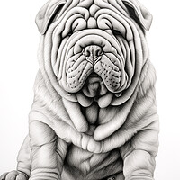 Buy canvas prints of Pencil Drawing Shar Pei by Steve Smith