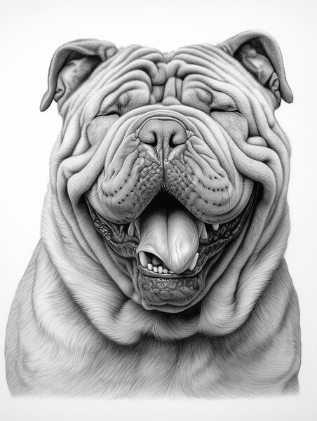Pencil Drawing Shar Pei Picture Board by Steve Smith