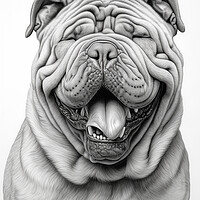 Buy canvas prints of Pencil Drawing Shar Pei by Steve Smith