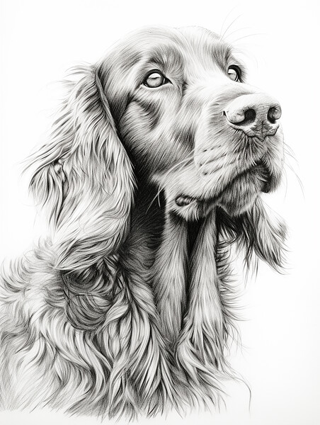 Pencil Drawing Irish Setter Picture Board by Steve Smith