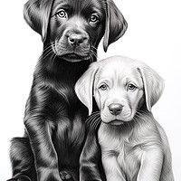 Buy canvas prints of Pencil Drawing Labrador Puppies by Steve Smith