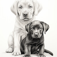 Buy canvas prints of Pencil Drawing Labrador Puppies by Steve Smith