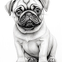Buy canvas prints of Pencil Drawing Pug Puppy by Steve Smith