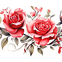 Buy canvas prints of Watercolour Red Roses by Steve Smith