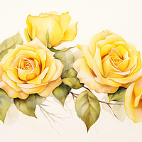 Buy canvas prints of Watercolour Yellow Roses by Steve Smith
