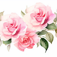 Buy canvas prints of Watercolour Pink Roses by Steve Smith