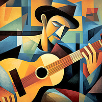 Buy canvas prints of Spanish Guitar Player Cubism by Steve Smith