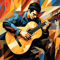 Buy canvas prints of Spanish Guitar Player Cubism by Steve Smith