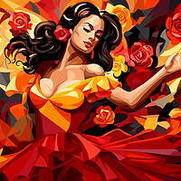 Buy canvas prints of Spanish Flamenco Dancer Cubism by Steve Smith