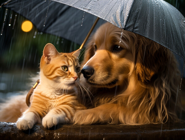 Raining Cats And Dogs Picture Board by Steve Smith
