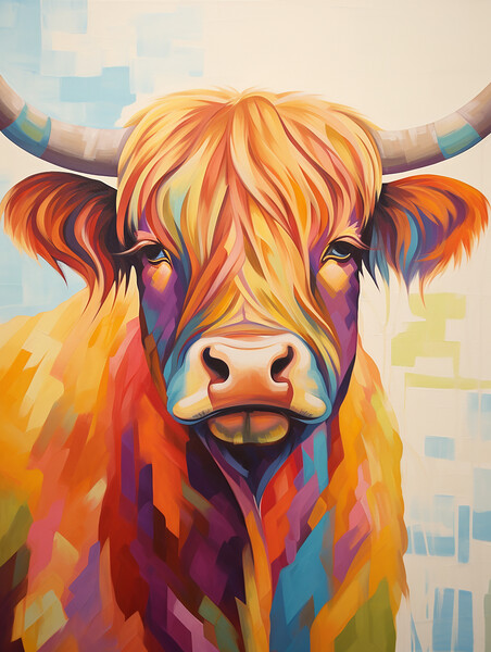 Highland Cow Portrait Picture Board by Steve Smith
