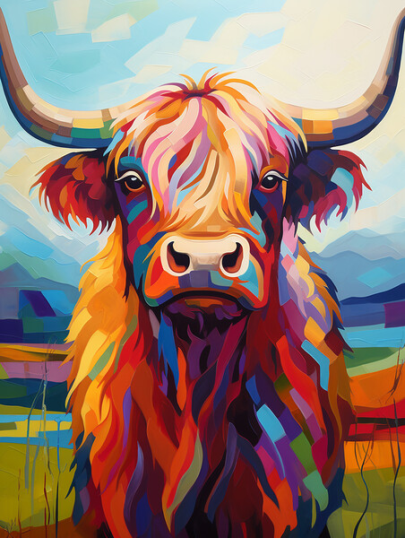 Highland Cow Portrait Picture Board by Steve Smith
