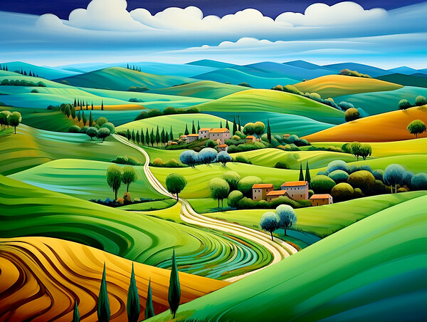 Rolling Hills Of Tuscany Picture Board by Steve Smith