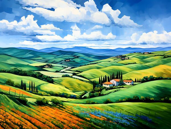 Rolling Hills Of Tuscany Picture Board by Steve Smith