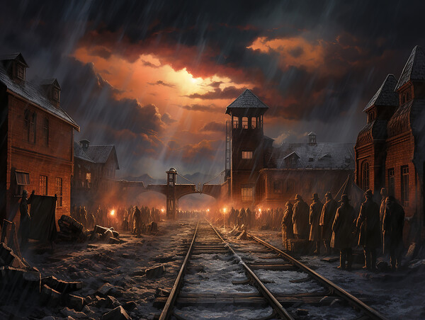 Liberation Of Auschwitz Picture Board by Steve Smith