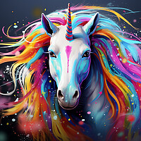 Buy canvas prints of Unicorn Colour Splash by Steve Smith