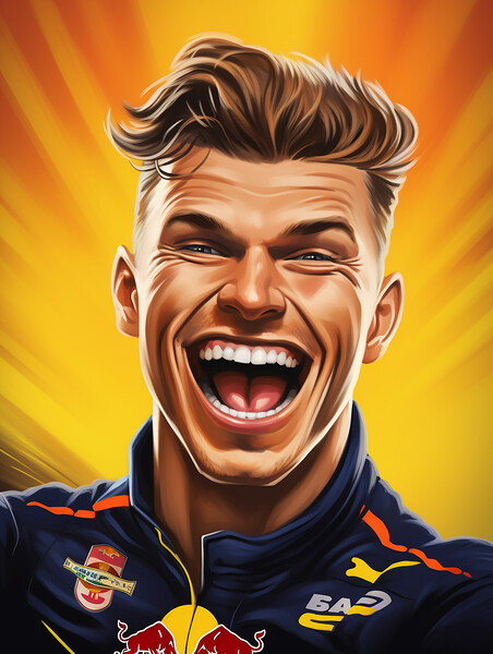 Caricature of Max Verstappen Picture Board by Steve Smith