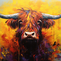 Buy canvas prints of Highland Cow Painting by Steve Smith
