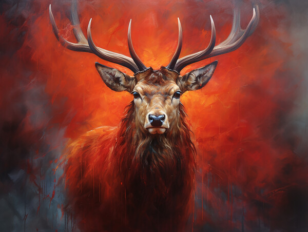 Scottish Stag Painting Picture Board by Steve Smith