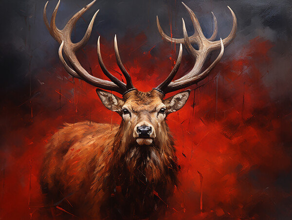 Scottish Stag Painting Picture Board by Steve Smith