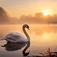 Buy canvas prints of Swan At Sunrise by Steve Smith