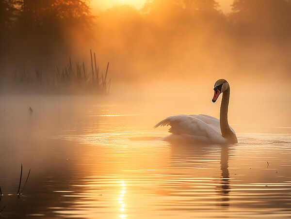 Swan At Sunrise Picture Board by Steve Smith