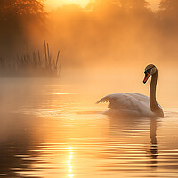 Buy canvas prints of Swan At Sunrise by Steve Smith