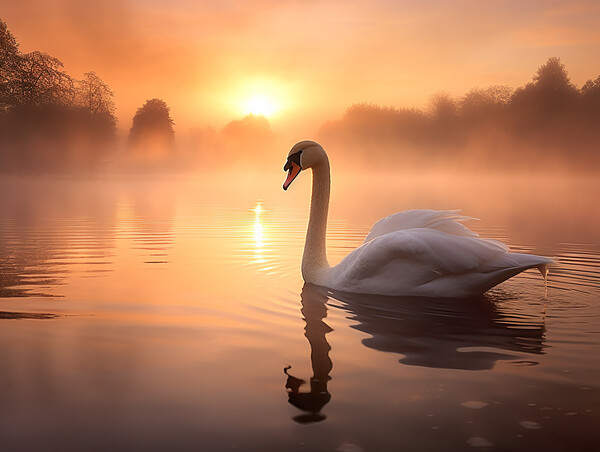 Swan At Sunrise Picture Board by Steve Smith
