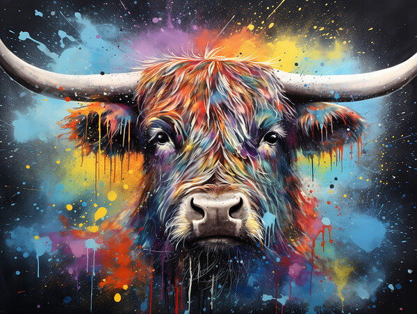 Highland Cow Colour Splash Picture Board by Steve Smith