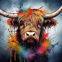 Buy canvas prints of Highland Cow Colour Splash by Steve Smith