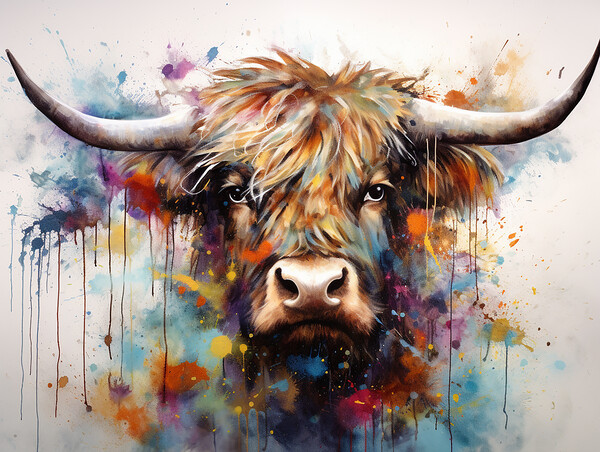 Highland Cow Colour Splash Picture Board by Steve Smith