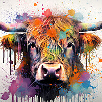 Buy canvas prints of Highland Cow Colour Splash by Steve Smith