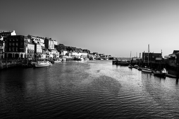 Whitby Black And White Picture Board by Steve Smith