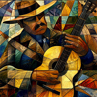 Buy canvas prints of Spanish Guitarist Cubism by Steve Smith