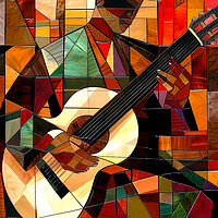 Buy canvas prints of Spanish Guitarist Cubism by Steve Smith